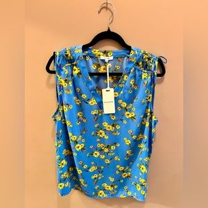 Pleione sleeveless blue floral top - NWT
